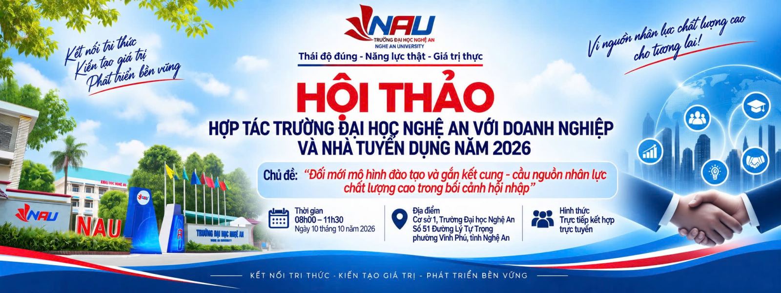 Sự kiện sắp diễn ra tại NAU: Hội thảo Hợp tác với Doanh nghiệp và Nhà tuyển dụng năm 2026