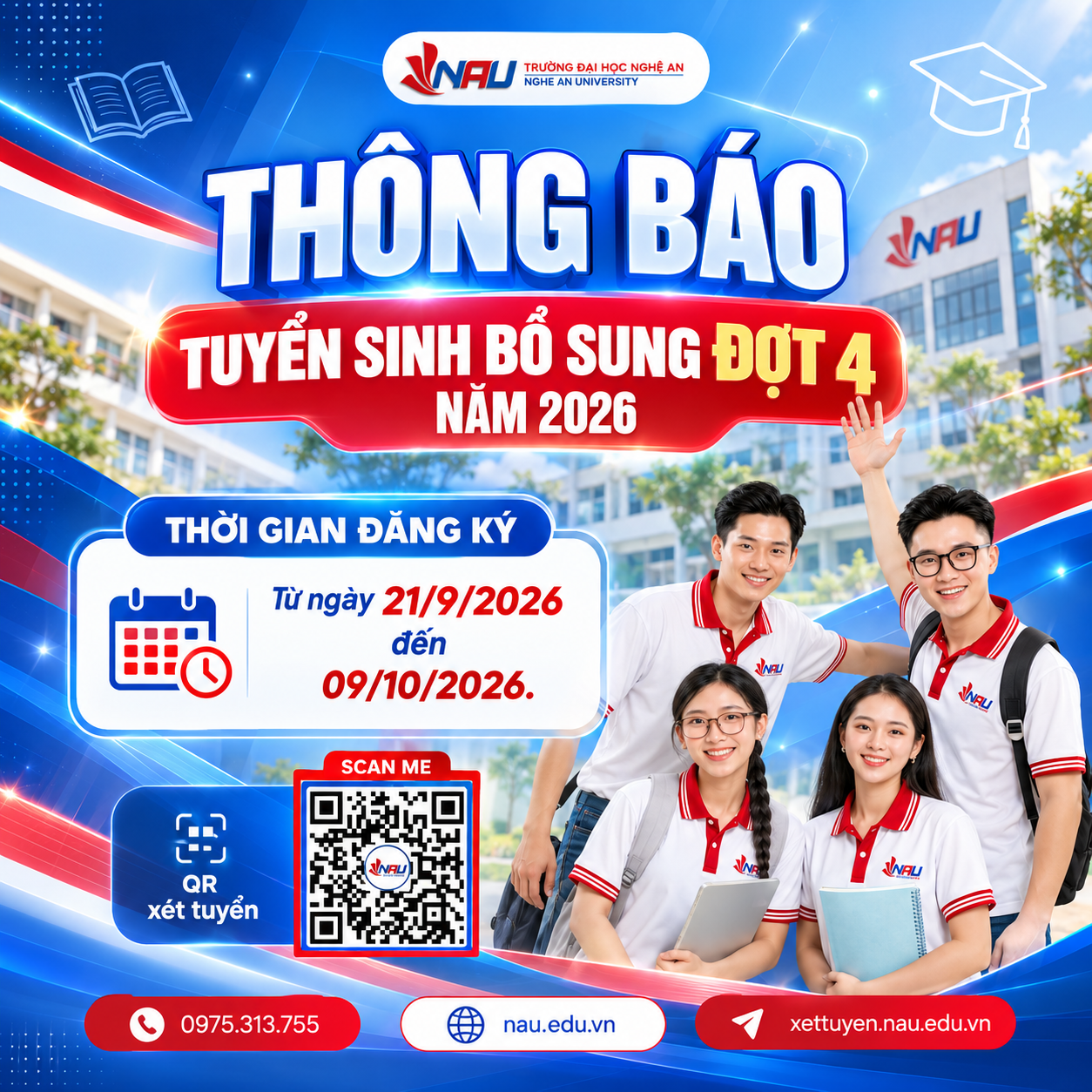 Thông báo về việc đăng ký xét tuyển đại học chính quy đợt 4 năm 2026