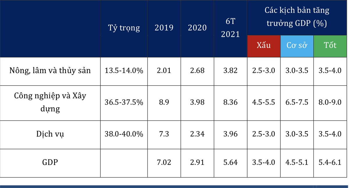 Các kịch bản tăng trưởng kinh tế Việt Nam trong năm 2021.