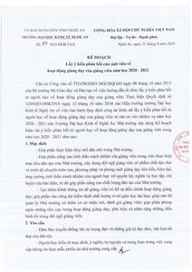 Kế hoạch lấy ý kiến phản hồi của sinh viên về hoạt động giảng dạy của giảng viên năm học 2020 – 2021