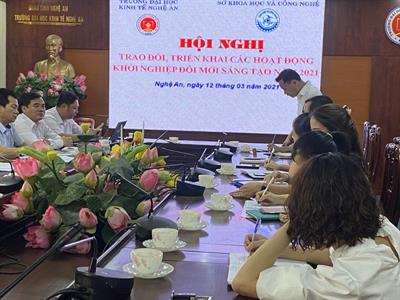 Hội nghị trao đổi, triển khai các hoạt động khởi nghiệp đổi mới sáng tạo năm 2021 giữa Sở KH&CN Nghệ An với Trường ĐHKTNA