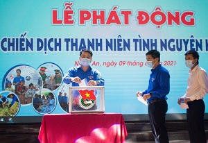 Đoàn trường ĐH Kinh tế Nghệ An tham gia Lễ phát động trực tuyến Thanh niên tình nguyện hè 2021