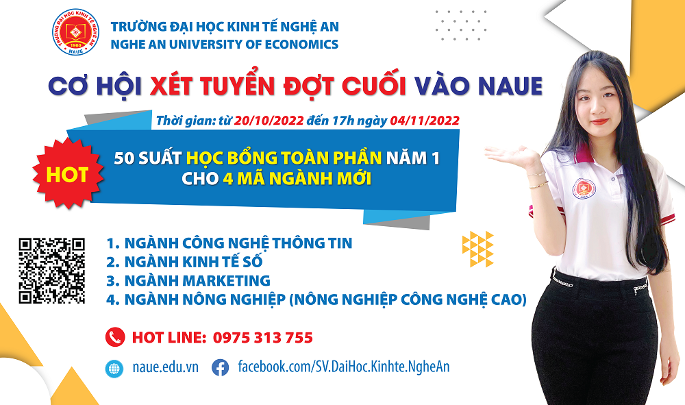 Trường Đại học Kinh tế Nghệ An tuyển sinh bổ sung đợt 3