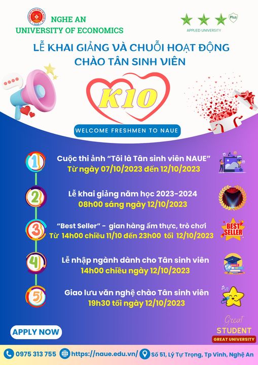 Chuỗi hoạt động chào mừng “Lễ khai giảng, chào mừng Tân sinh viên K10 và Lễ nhập ngành”