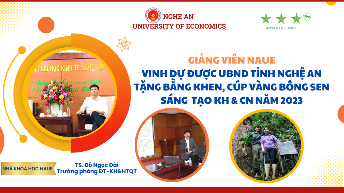 Giảng viên Trường Đại học Kinh tế Nghệ An được UNBD tỉnh tặng Bằng khen, Cúp Bông sen sáng tạo khoa học và công nghệ
