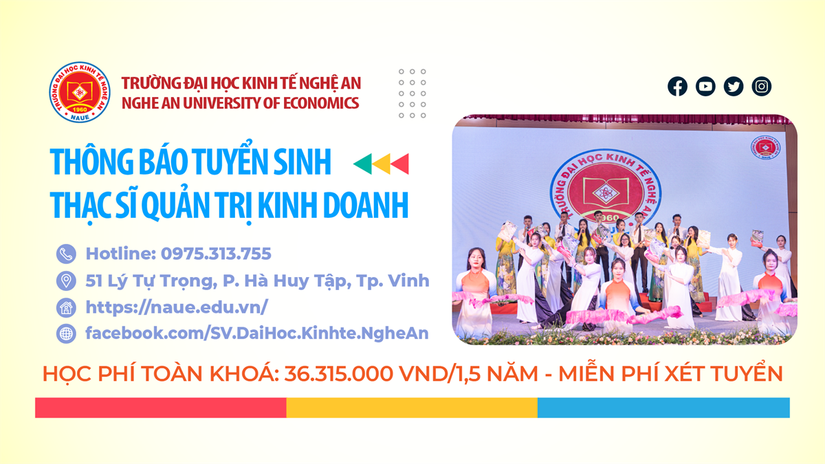 Thông báo Tuyển sinh đào tạo trình độ thạc sĩ ngành Quản trị kinh doanh năm 2023