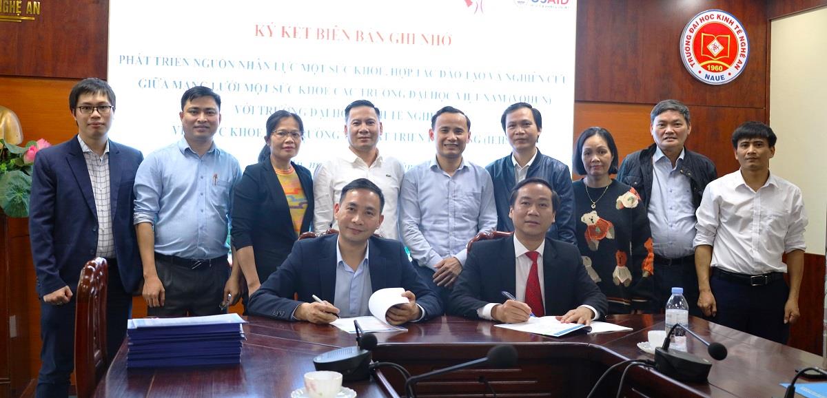 Trường Đại học Kinh tế Nghệ An ký kết biên bản ghi nhớ với Mạng lưới Một sức khỏe các trường đại học Việt Nam