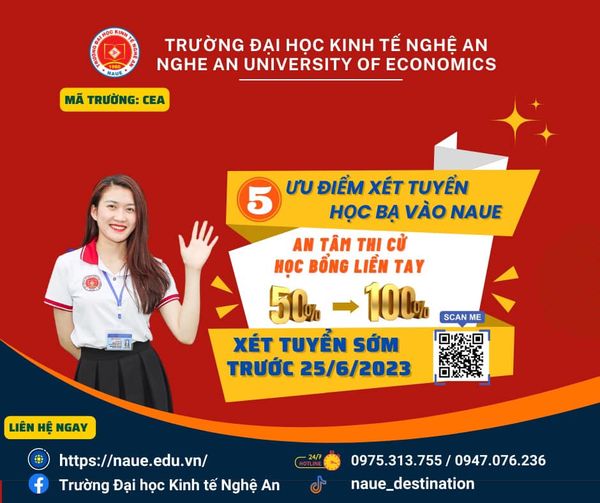 Những ưu điểm của phương thức xét tuyển học bạ vào Trường Đại học Kinh tế Nghệ An.