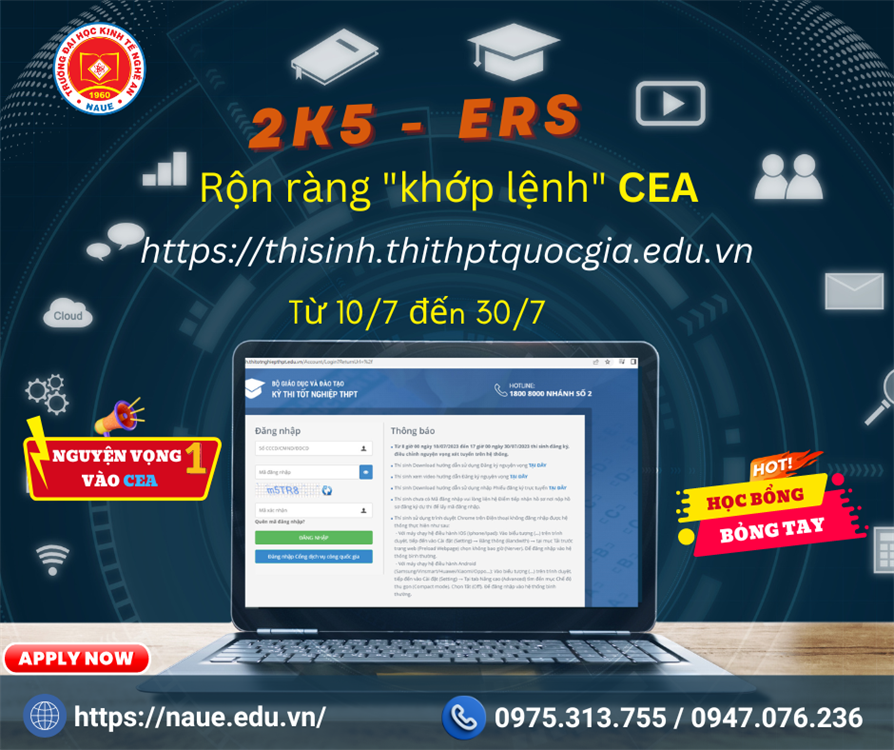 Cùng “khớp lệnh” CEA trên trên hệ thống tuyển sinh của Bộ Giáo dục – Đào tạo.