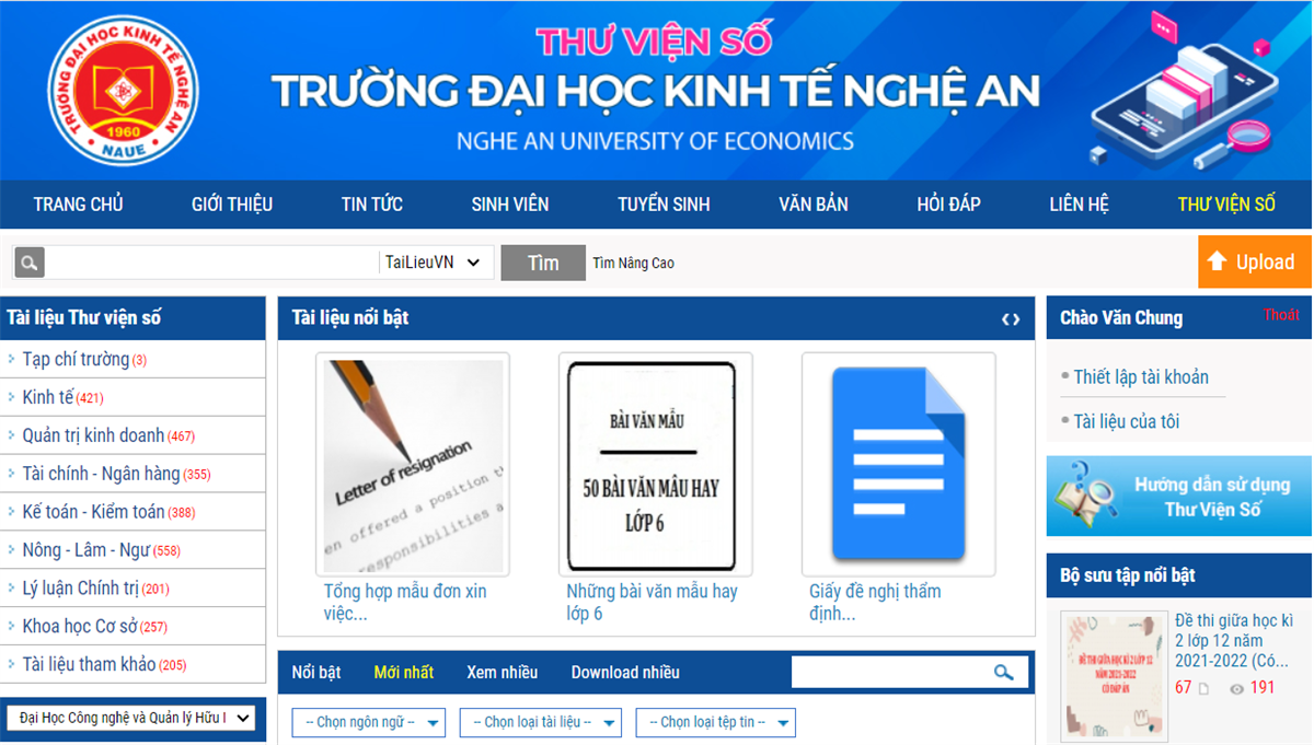 Khám phá nguồn học liệu giá trị cao tại Thư viện số, Trường Đại học Kinh tế Nghệ An
