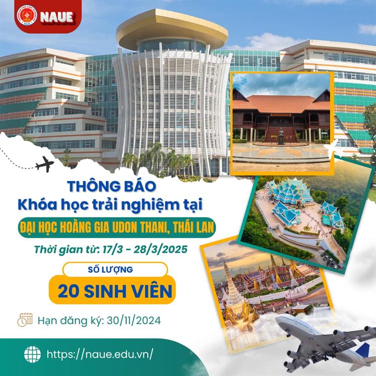 Cơ hội tham gia Khóa học tập trải nghiệm ở Trường Đại học Hoàng Gia Udon Thani, Thái Lan dành cho sinh viên Khoa Kinh tế – QTKD