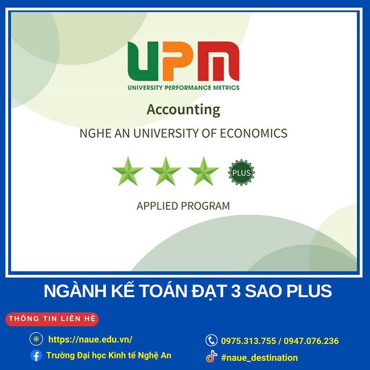 Chương trình đào tạo ngành Kế toán được UPM đánh giá 3 sao plus
