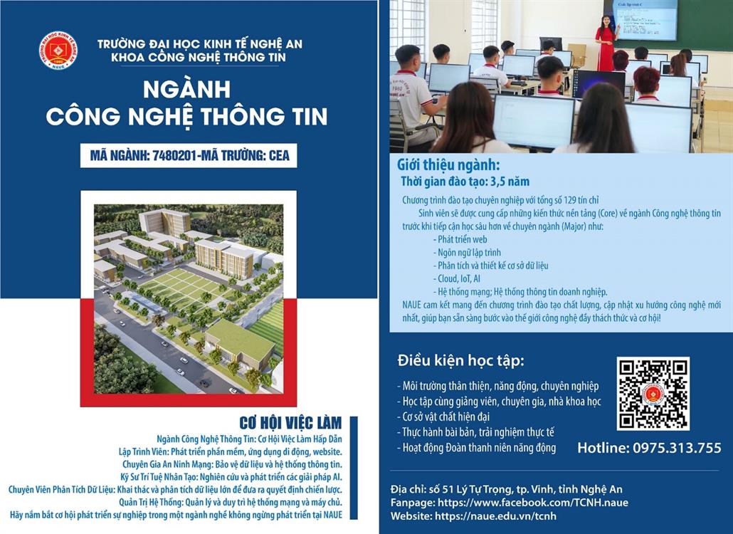Các thông tin Ngành Công nghệ thông tin –  Đại học Kinh tế Nghệ An năm 2024.