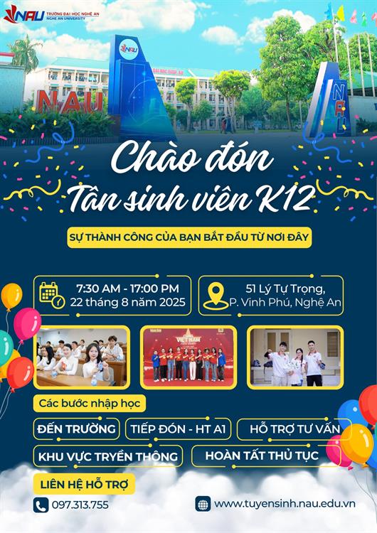 Quy trình tiếp đón Tân sinh viên K12 nhập học – Trường Đại học Nghệ An (NAU)