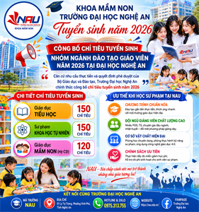CÔNG BỐ CHỈ TIÊU TUYỂN SINH NHÓM NGÀNH ĐÀO TẠO GIÁO VIÊN NĂM 2026 TẠI ĐẠI HỌC NGHỆ AN
