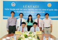 Lễ Ký kết thỏa thuận hợp tác giữa trường Đại học kinh tế Quốc dân và trường Đại học Kinh tế Nghệ An.
