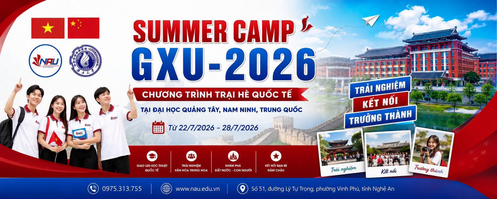 Sinh viên Khoa Kế toán – Kiểm toán tham gia Trại hè quốc tế Trung Quốc – Asean 2026 tại Đại học Quảng Tây, Nam Ninh, Trung Quốc