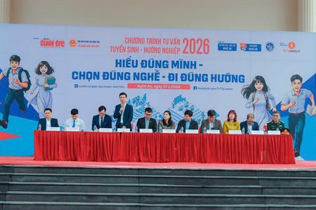 Trường Đại học Nghệ An tham gia Chương trình Tư vấn tuyển sinh – Hướng nghiệp 2026 do Báo Tuổi Trẻ tổ chức tại Nghệ An