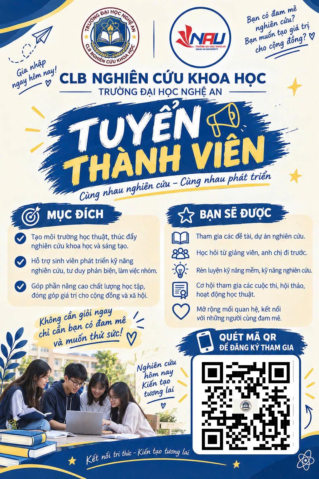 CLB NGHIÊN CỨU KHOA HỌC NAU MỞ ĐƠN CHÀO ĐÓN THÀNH VIÊN MỚI