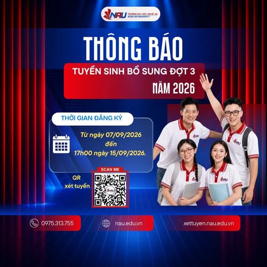 THÔNG BÁO TUYỂN SINH ĐẠI HỌC CHÍNH QUY ĐỢT 3 NĂM 2026