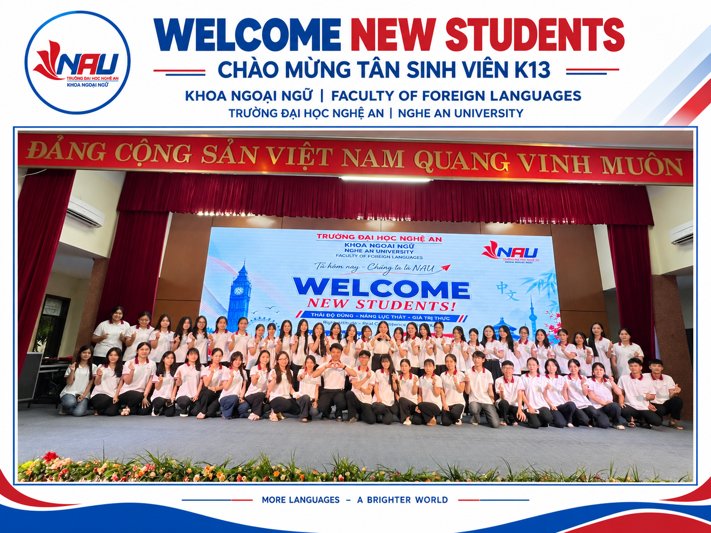 Khoa Ngoại ngữ tổ chức chương trình gặp gỡ, chào đón tân sinh viên K13 ngành Ngôn ngữ Anh và Ngôn ngữ Trung