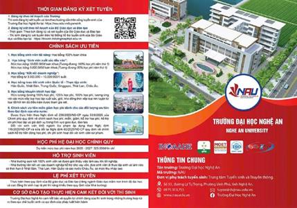 Trường Đại học Nghệ An (Mã trường: NAU) dự kiến thông tin tuyển sinh đại học chính quy năm 2026
