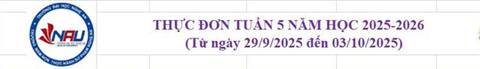 Thực đơn bán trú tuần 5 tháng 9/2025