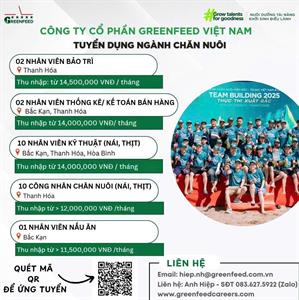 Công ty Cổ phần Greenfeed tuyển dụng việc làm